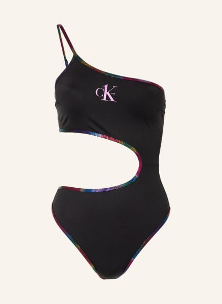 Calvin Klein One-Shoulder-Badeanzug PRIDE , Farbe: SCHWARZ (Bild 1)