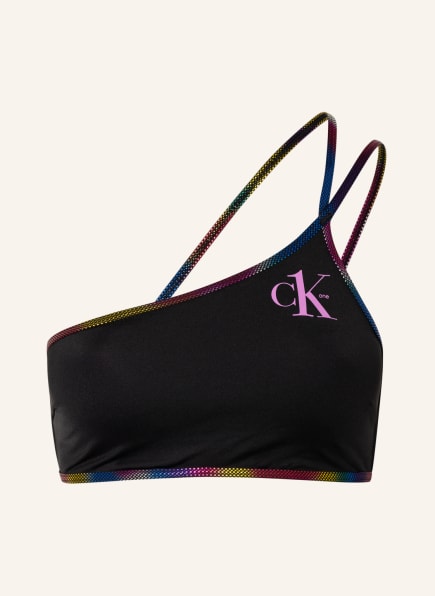 Calvin Klein One-Shoulder-Bikini-Top PRIDE, Farbe: SCHWARZ/ BLAU/ ROT (Bild 1)