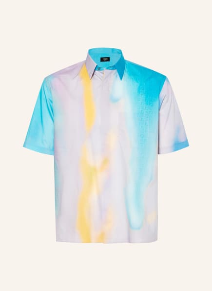 FENDI Short-sleeved shirt comfort fit, Color: NEON BLUE/ LIGHT PURPLE/ YELLOW (Image 1)