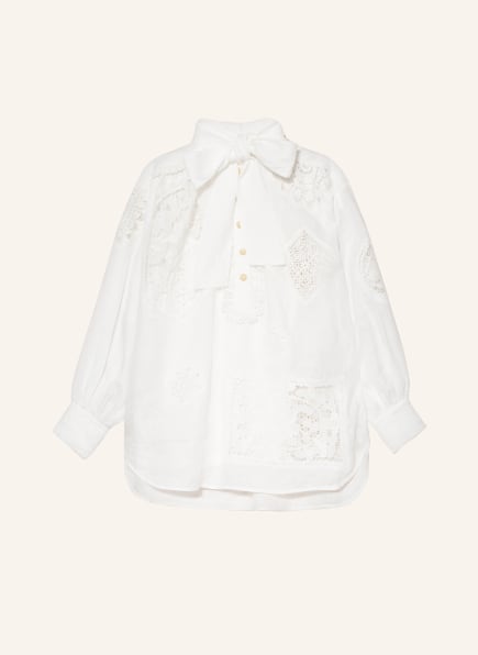 ZIMMERMANN Blouse-style shirt RHYTHMIC made of linen with detachable tie, Color: WHITE (Image 1)
