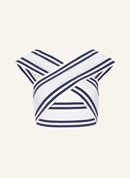 BALMAIN Cropped knit top, Color: DARK BLUE/ WHITE (Image 1)