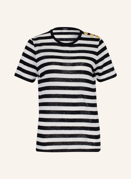 BALMAIN T-shirt made of linen, Color: BLACK/ WHITE (Image 1)