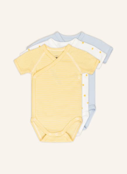PETIT BATEAU 3er-Pack Wickelbodies, Farbe: WEISS/ GELB/ HELLBLAU (Bild 1)