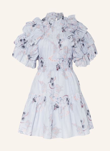 Magali Pascal Kleid ADRIENNE mit Seide und Rüschen, Farbe: HELLBLAU/ ALTROSA/ SCHWARZ (Bild 1)