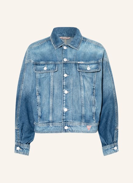 GUESS Oversized denim jacket REEP with decorative gems, Color: TEME THE EMERALD (Image 1)
