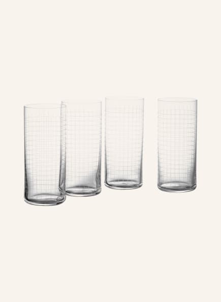 NUDE Set of 4 tall drinking glasses FINESSE GRID, Color: - clear (Image 1)