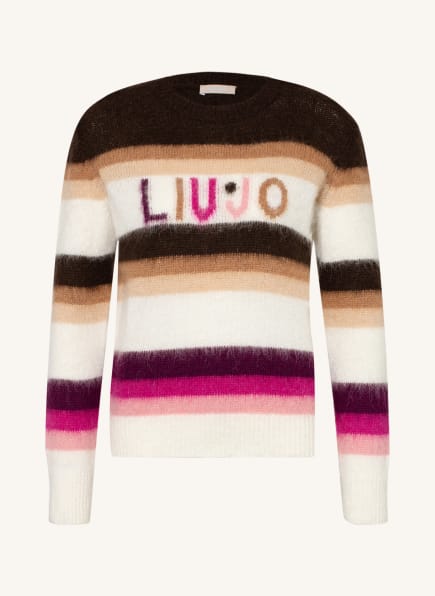 LIU JO Sweater with alpaca, Color: DARK BROWN/ BEIGE/ FUCHSIA (Image 1)