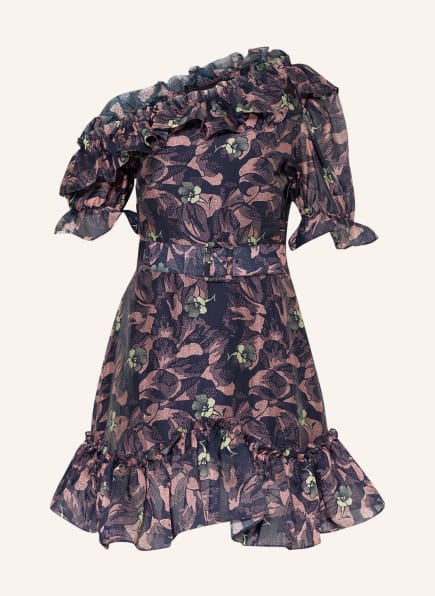 TED BAKER One-Shoulder-Kleid HAZPIN mit Volants, Farbe: DUNKELBLAU/ FUCHSIA/ HELLGRÜN (Bild 1)