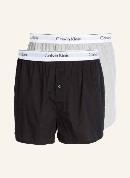 Calvin Klein 2-pack of woven boxer shorts, Color: LIGHT GRAY/ BLACK (Image 1)