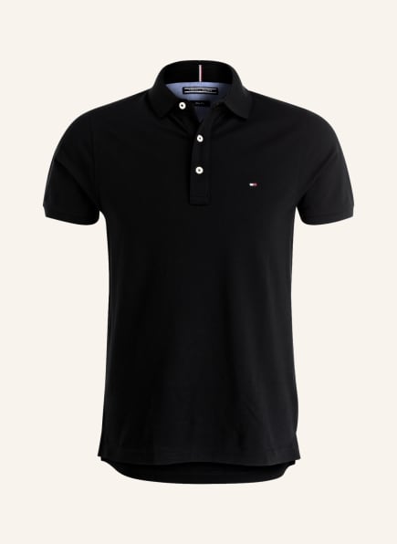 TOMMY HILFIGER Piqué-Poloshirt Slim Fit, Farbe: SCHWARZ (Bild 1)