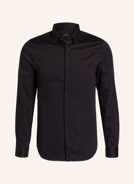 ARMANI EXCHANGE Hemd Slim Fit mit verdeckter Knopfleiste, Farbe: SCHWARZ (Bild 1)