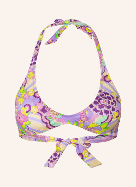 VILEBREQUIN Halter neck bikini top RAINBOW FLOWERS, Color: LIGHT PURPLE/ LIGHT GREEN/ DARK PURPLE (Image 1)