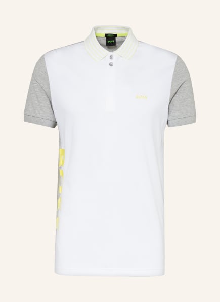 BOSS Piqué-Poloshirt PADDY Regular Fit, Farbe: WEISS/ GELB/ GRAU (Bild 1)