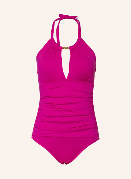 LAUREN RALPH LAUREN High-neck swimsuit BEACH SOLIDS CLUB, Color: FUCHSIA (Image 1)