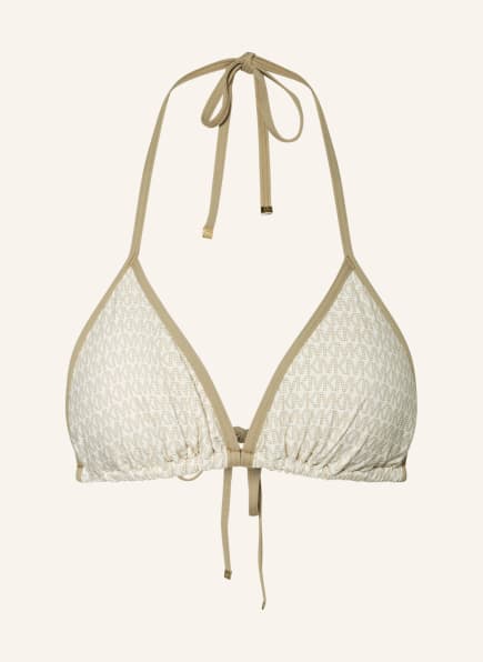 MICHAEL KORS Triangel-Bikini-Top SIGNATURE LOGO, Farbe: ECRU/ BEIGE (Bild 1)