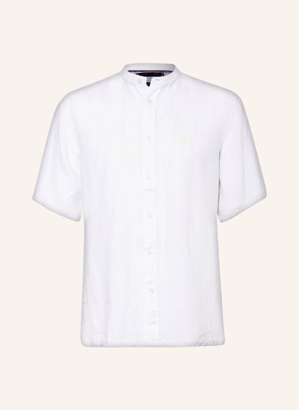 TOMMY HILFIGER Short-sleeved shirt casual fit made of linen with stand-up collar, Color: WHITE (Image 1)