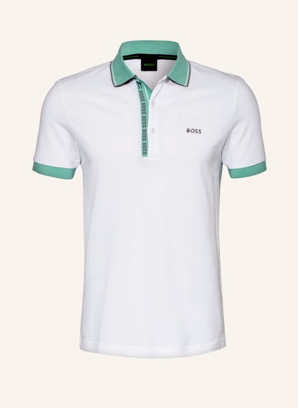 BOSS Funktions-Poloshirt PAULE 4 Slim Fit, Farbe: WEISS/ HELLGRÜN (Bild 1)