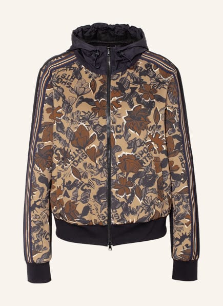 MARC CAIN Bomber jacket with tuxedo stripes and glitter thread, Color: 623 light brown (Image 1)