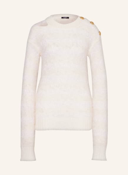 BALMAIN Pullover with mohair and glitter thread, Color: WHITE (Image 1)