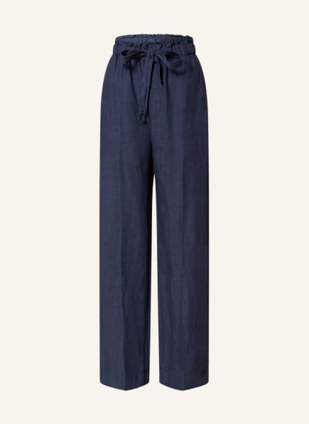 POLO RALPH LAUREN Wide leg trousers made of linen, Color: DARK BLUE (Image 1)