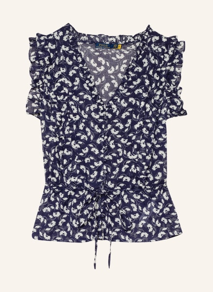 POLO RALPH LAUREN Blusentop mit Rüschen, Farbe: DUNKELBLAU/ WEISS (Bild 1)
