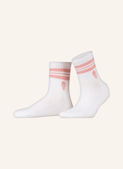 Alexander McQUEEN Socks STRIPE SKULLS, Color: 9039 WHITE-ROSE GOLD (Image 1)