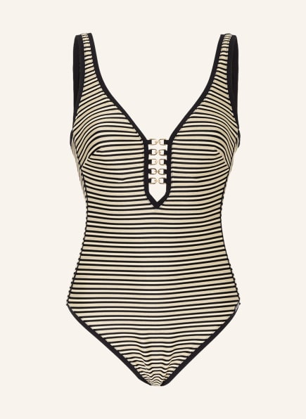 MARYAN MEHLHORN Underwired swimsuit PIRATES with glitter thread, Color: BLACK/ CREAM/ ECRU (Image 1)