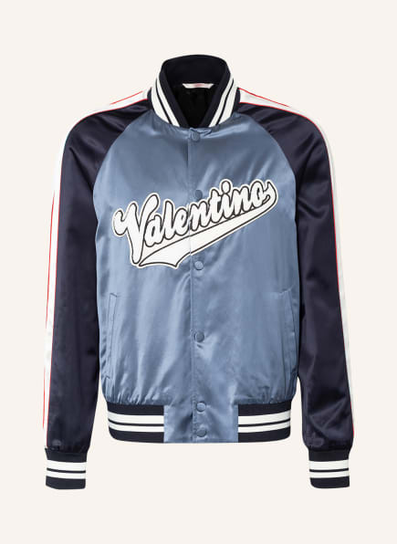 VALENTINO Bomber jacket with tuxedo stripes, Color: DARK BLUE/ WHITE (Image 1)