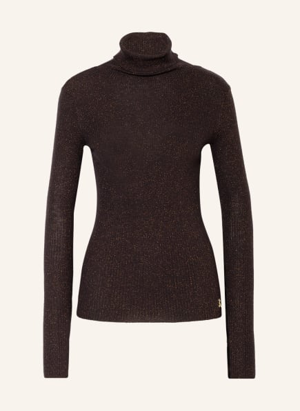 PATRIZIA PEPE Turtleneck sweater with glitter thread , Color: DARK BROWN (Image 1)