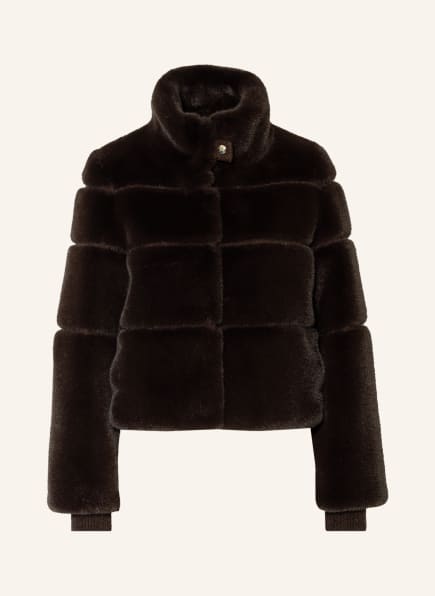 PATRIZIA PEPE Faux fur jacket, Color: DARK BROWN (Image 1)