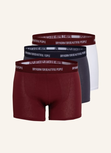 DRYKORN 3er-Pack Boxershorts CORBIN, Farbe: GRAU/ WEISS/ DUNKELROT (Bild 1)