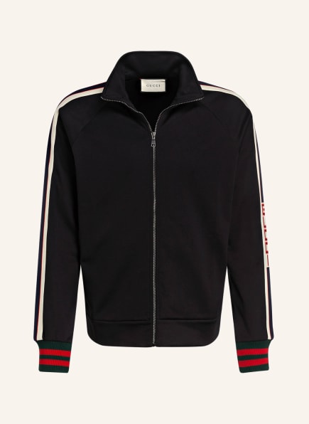 GUCCI Sweatjacke, Farbe: SCHWARZ/ CREME/ GRÜN (Bild 1)