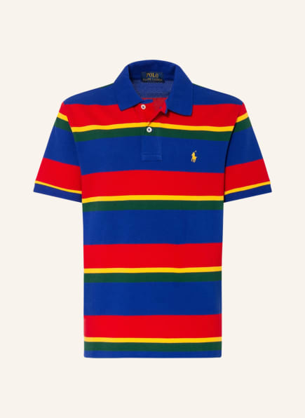 POLO RALPH LAUREN Piqué-Poloshirt, Farbe: BLAU/ ROT/ DUNKELGELB (Bild 1)