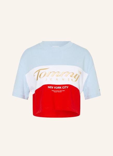 TOMMY JEANS Cropped-Shirt, Farbe: HELLBLAU/ WEISS/ ROT (Bild 1)