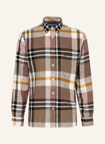 TOMMY HILFIGER Hemd Regular Fit mit Leinen , Farbe: BRAUN/ KHAKI/ CREME (Bild 1)
