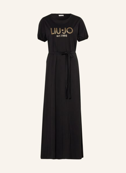LIU JO Jersey dress with decorative gems, Color: BLACK (Image 1)