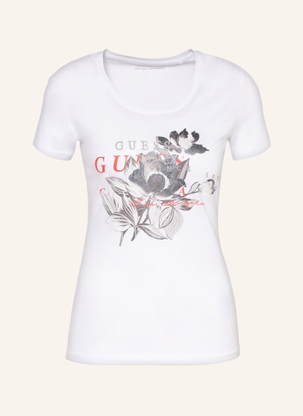 GUESS T-shirt ANUKE with glitter thread, Color: WHITE (Image 1)