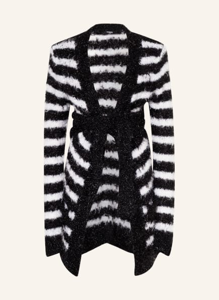 BALMAIN Knit cardigan with glitter thread, Color: BLACK/ WHITE (Image 1)