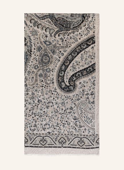 ETRO Scarf in cashmere and silk, Color: BLACK/ LIGHT GRAY/ BLUE GRAY (Image 1)