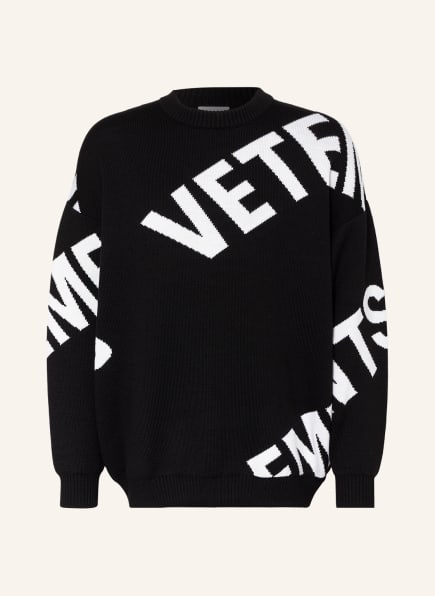 VETEMENTS Oversized sweater made of merino wool, Color: BLACK/ WHITE (Image 1)