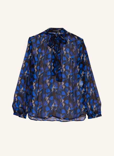 LUISA CERANO Bow-tie blouse with detachable bow, Color: BLUE/ DARK BLUE/ BROWN (Image 1)