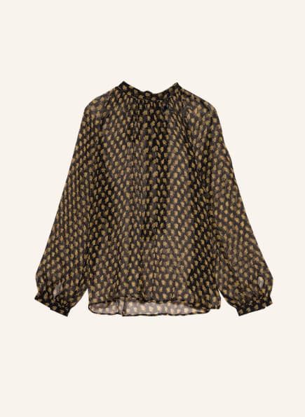 LUISA CERANO Shirt blouse in silk, Color: BLACK/ DARK YELLOW (Image 1)