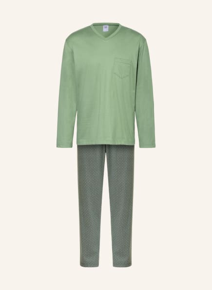 CALIDA Pajamas RELAX IMPRINT, Color: GREEN/ YELLOW/ DARK BLUE (Image 1)