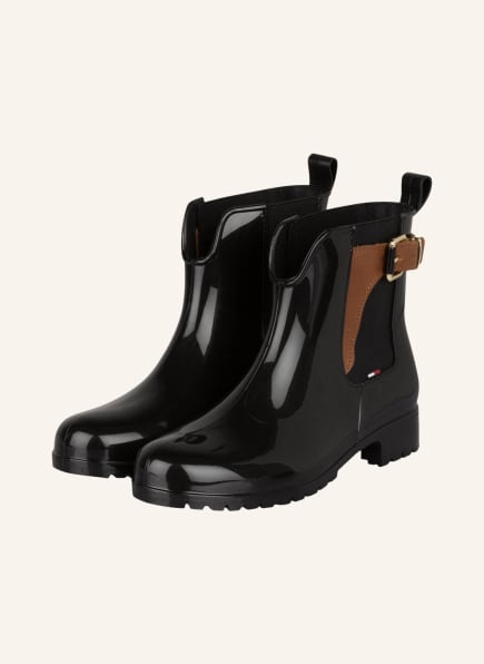 TOMMY HILFIGER Rubber boots OXLEY, Color: BLACK/ COGNAC (Image 1)