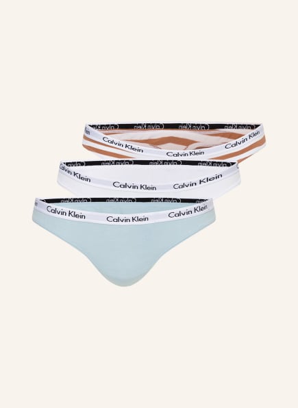 Calvin Klein 3-pack thongs CAROUSEL, Color: WHITE/ LIGHT BLUE/ LIGHT BROWN (Image 1)