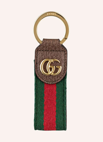 GUCCI Schlüsselanhänger OPHIDIA GG SUPREME, Farbe: GRÜN/ ROT/ BRAUN (Bild 1)