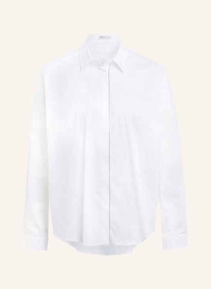 BRUNELLO CUCINELLI Oversized-Hemdbluse mit Schmucksteinen, Farbe: WEISS (Bild 1)