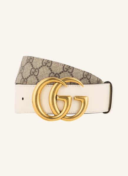 GUCCI Leather belt GG MARMONT, Color: 9761 EBONY/WHITE (Image 1)