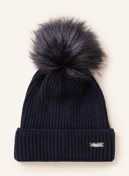 eisglut Beanie SHELLYL made of merino wool with faux fur, Color: DARK BLUE (Image 1)