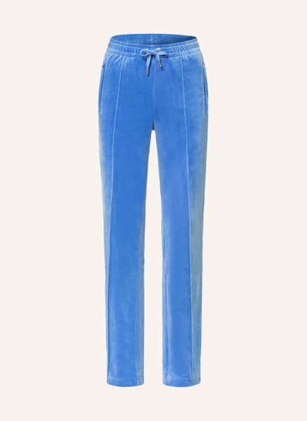 Juicy Couture Velour trousers TINA with decorative gems , Color: BLUE (Image 1)